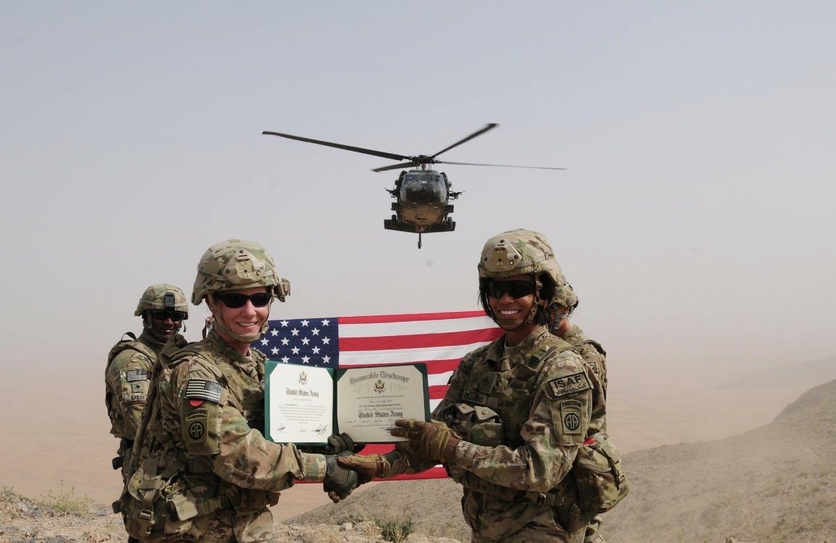 Honorable discharge ceremony during deployment with the U.S. Army